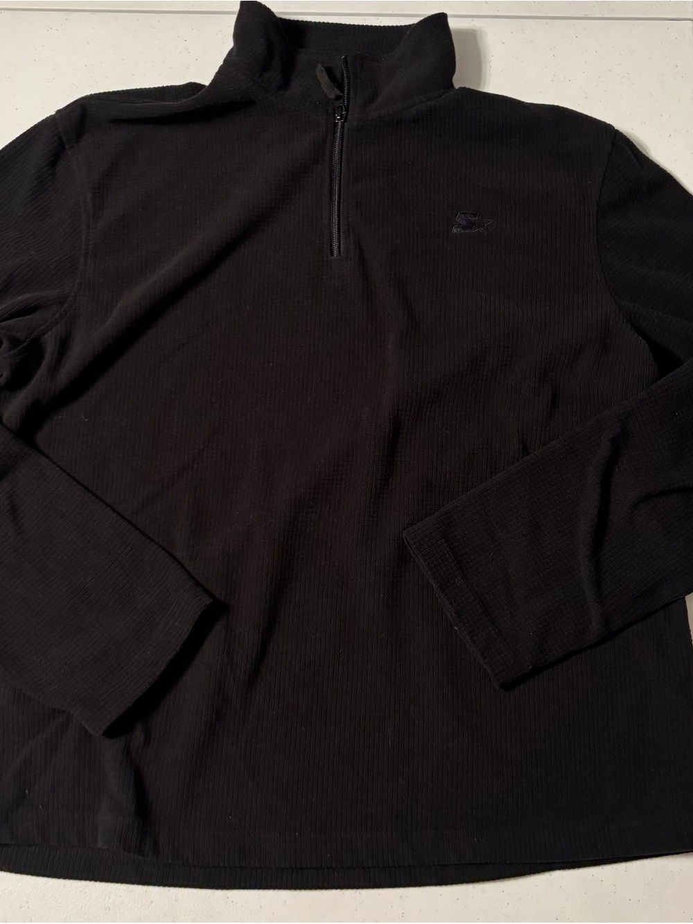 Starter Men's Black Quarter-Zip Ribbed Pullover Sweater size large
